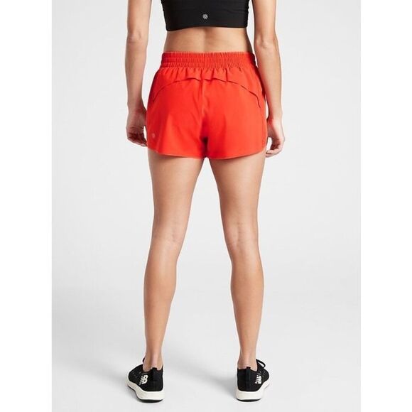 Athleta Hustle 3” Shorts Vermillion Scarlett Orange Red Size XS - Picture 2 of 8